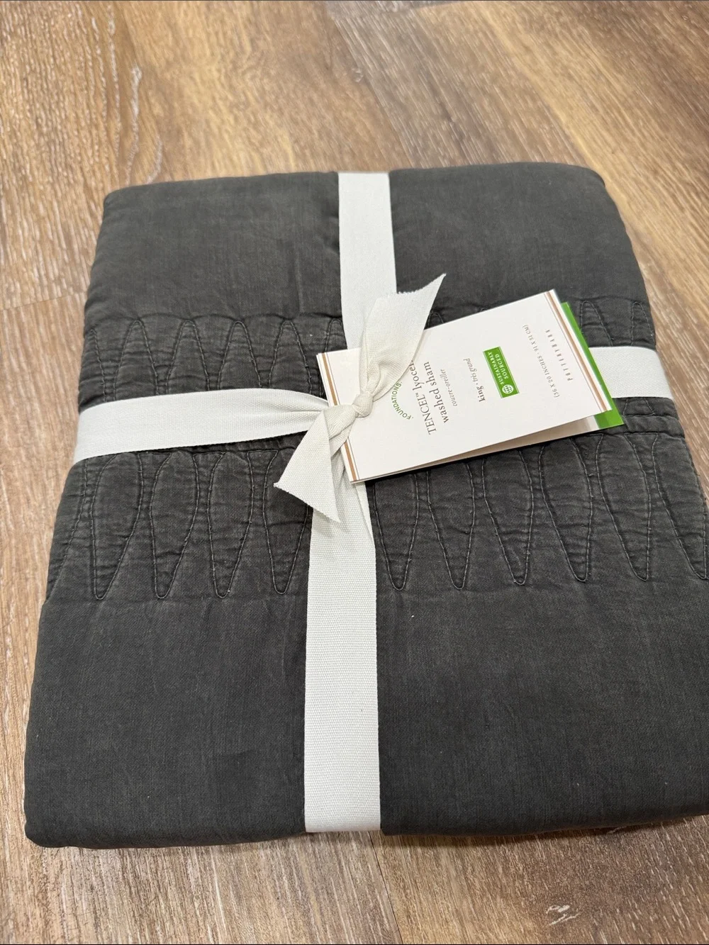 NWT, Pottery Barn- Tencel Lyocell washed sham, King, Charcoal